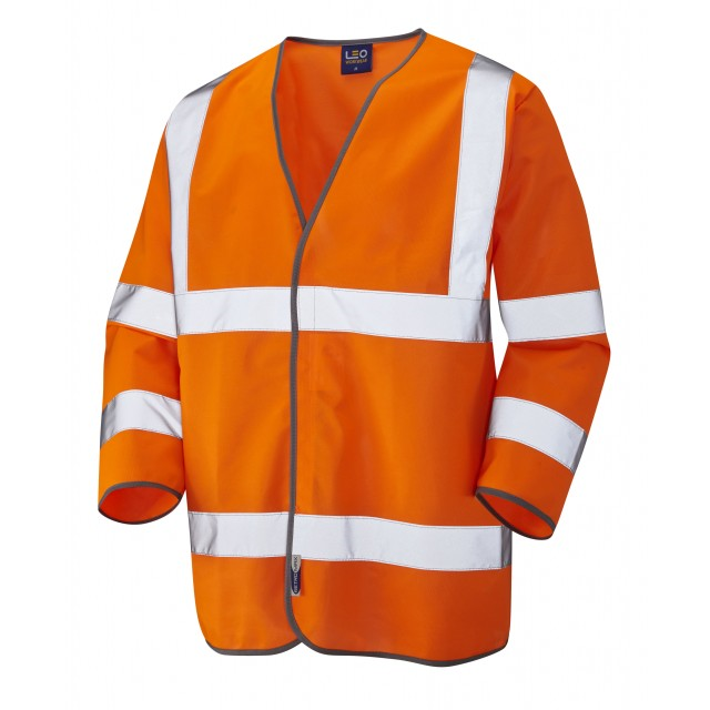 Hi-Vis Vest 3/4 sleeve is a lightweight polyester over-jacket in Hi-Vis Orange CE Certified EN ISO 20471 Class 3 Gallery Image