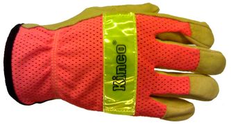 Kinco® 909 Pigskin Mesh Back Safety Gloves are a hi-vis, unlined, mesh back glove made from grain pigskin leather. Gallery Image