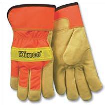 Kinco®1918 Pigskin Safety Gloves are hi-vis gloves made from grain pigskin leather Gallery Image